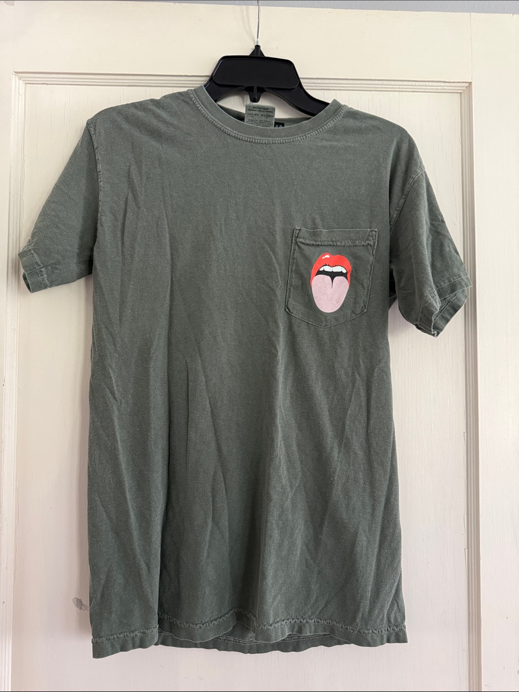 Vici Olive Green Short Sleeve Pocket Tee With Red & Pink Graphic